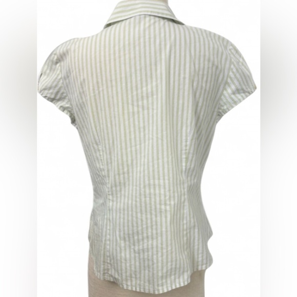 Ann Taylor Petites Green Striped Women's Top - Picture 2 of 3
